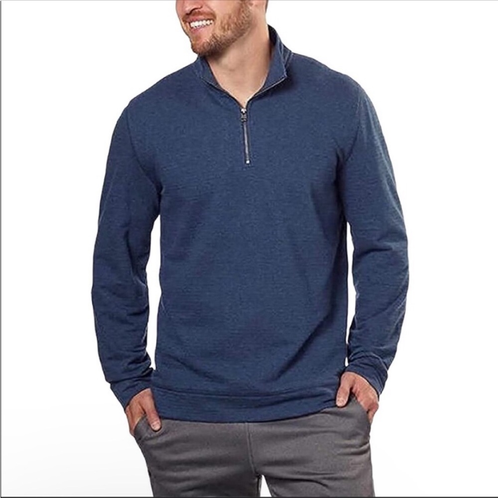 Calvin Klein Size Medium Blue Lightweight 1/4 Zipper Cotton Sweater